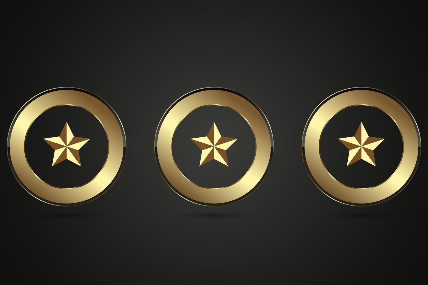 Three premuim stars in circle buttons with luxury rounded circles frame, set of three options of luxury circle button which gives it a luxurious and premium vector