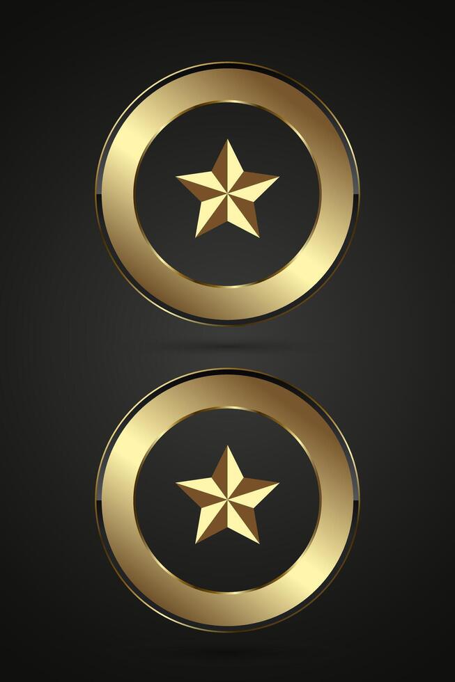 Two high level premuim stars in circle buttons with luxury rounded circles frame, set of two options of luxury circle button which gives it a luxurious and premium vector