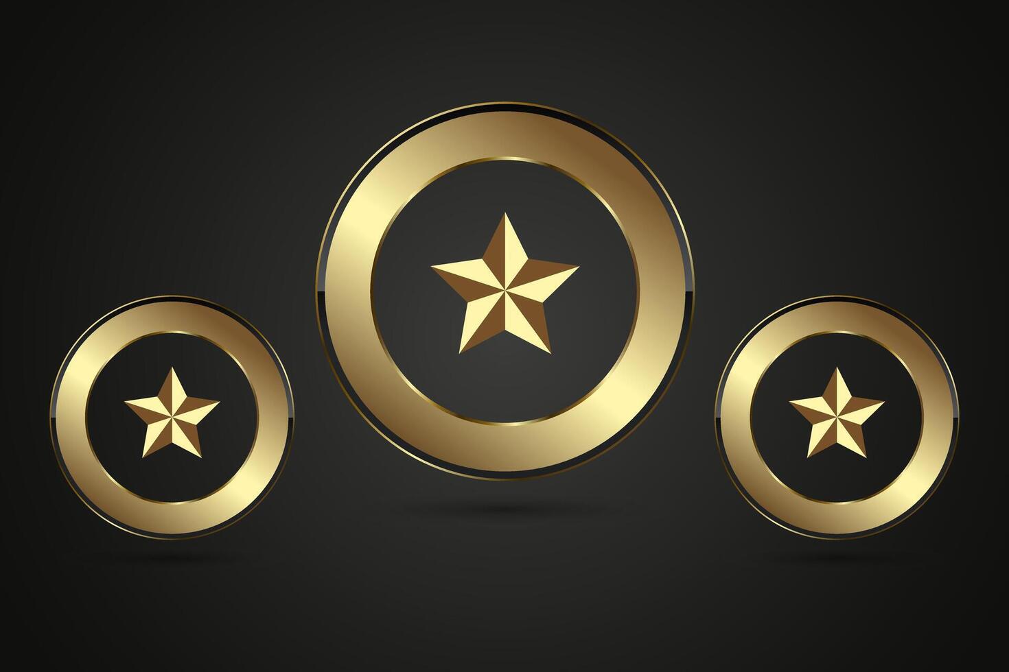 A high level premuim stars in circle buttons with star high class in a rounded square frame, three options of luxury circle button which gives it a luxurious and premium vector