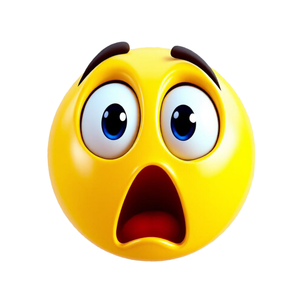 A yellow emoticion with a surprised expression png