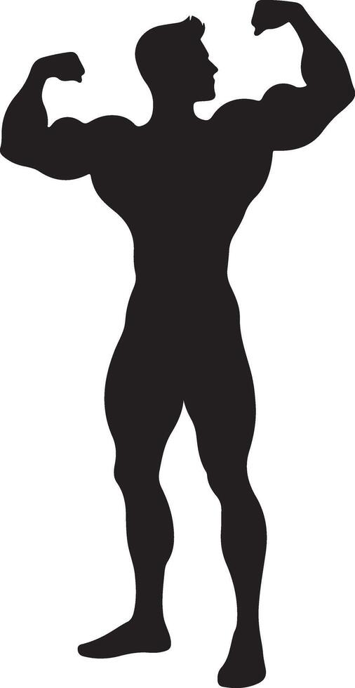 Bodybuilder male silhouette isolated on white Image vector
