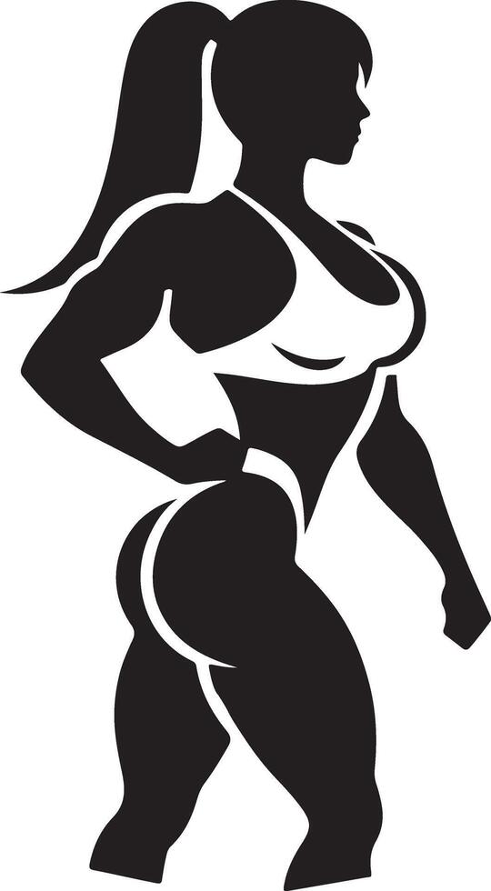 Bodybuilder female silhouette isolated on white Image vector