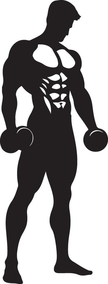 Male Body Builder Silhouette Illustration vector