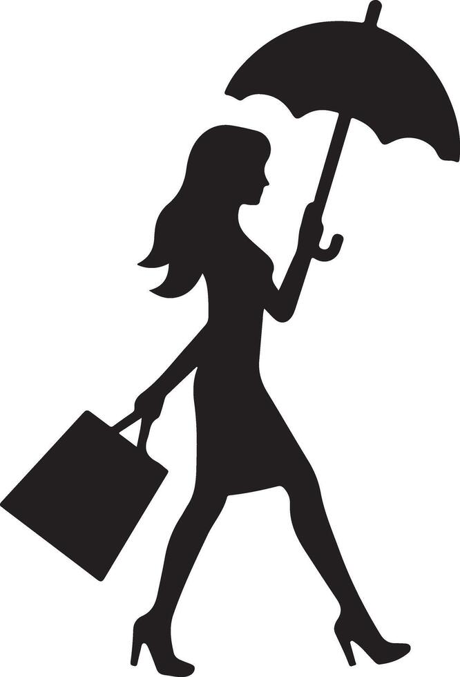 Cartoon silhouette fashion woman shopping vector