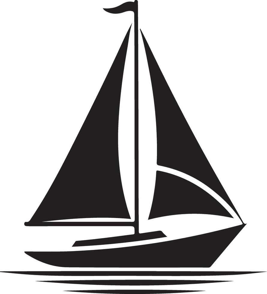 Silhouette of sailboat sailing yacht simple icon Image vector
