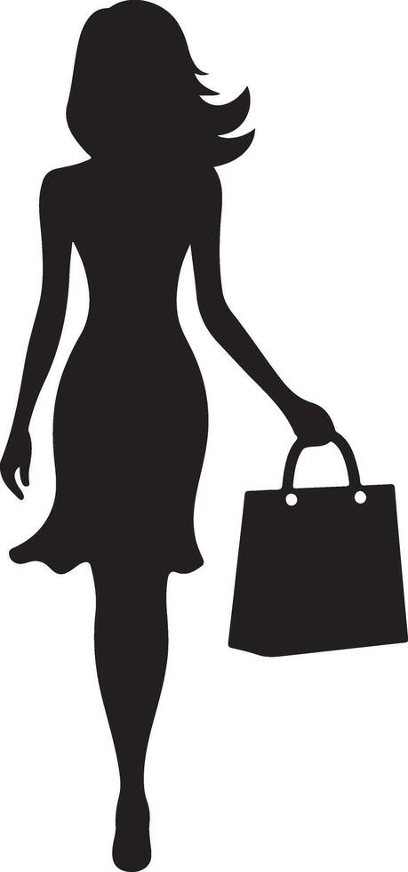 Silhouette Woman with Shopping Bag, Banner Template vector