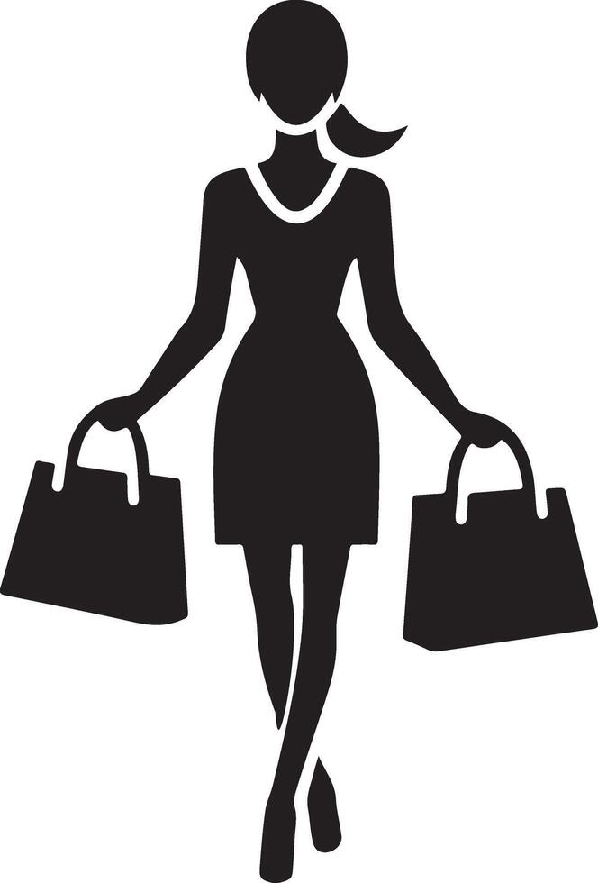 Shopping girl silhouette free download vector