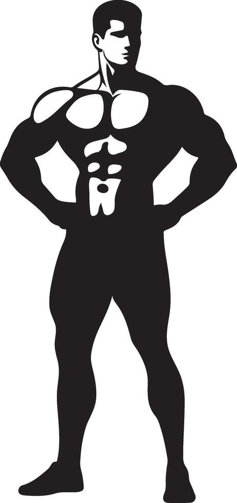 Muscular Bodybuilder Silhouette Illustration vector