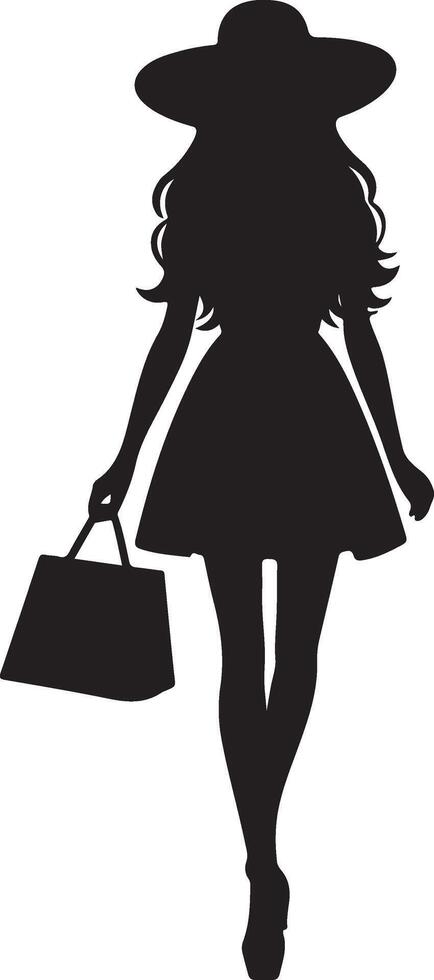 Shopping friends , isolated characters black silhouette vector