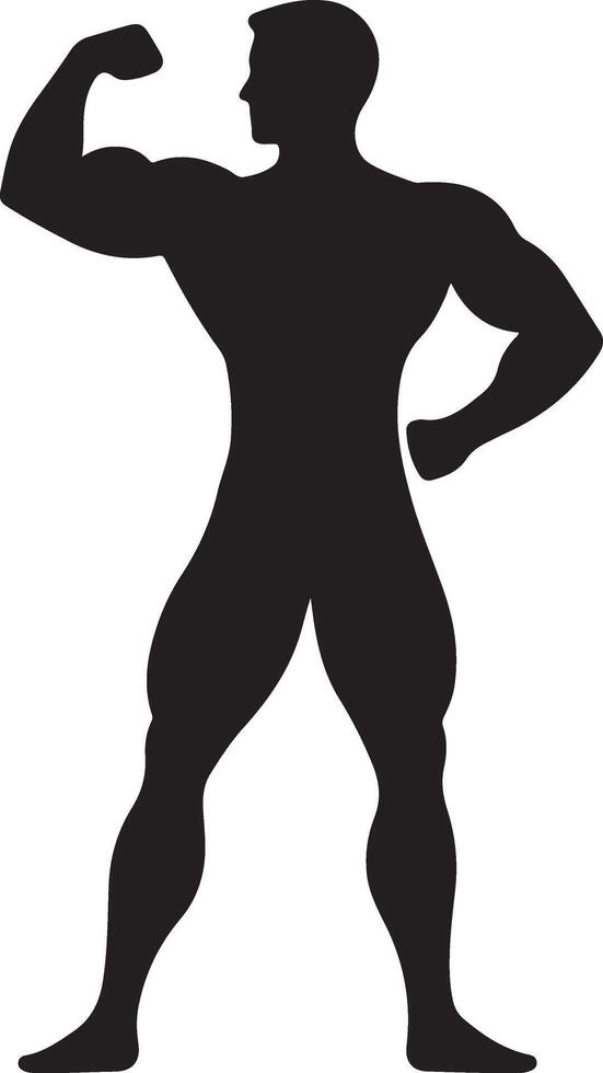 Body Builder Silhouette Art, Icons vector