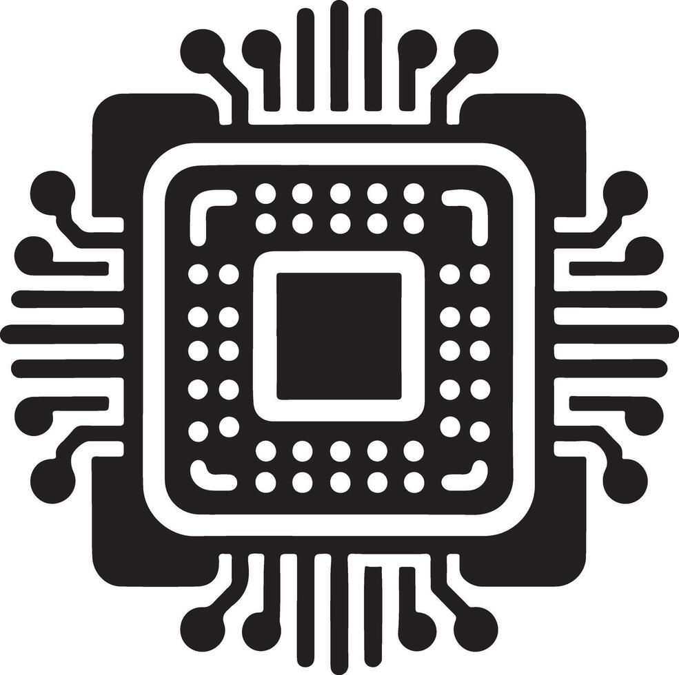 Cpu Silhouette Stock Illustrations vector
