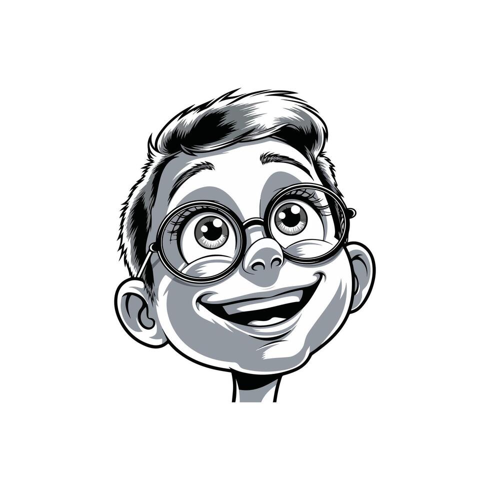 A cartoon of a boy with glasses on vector