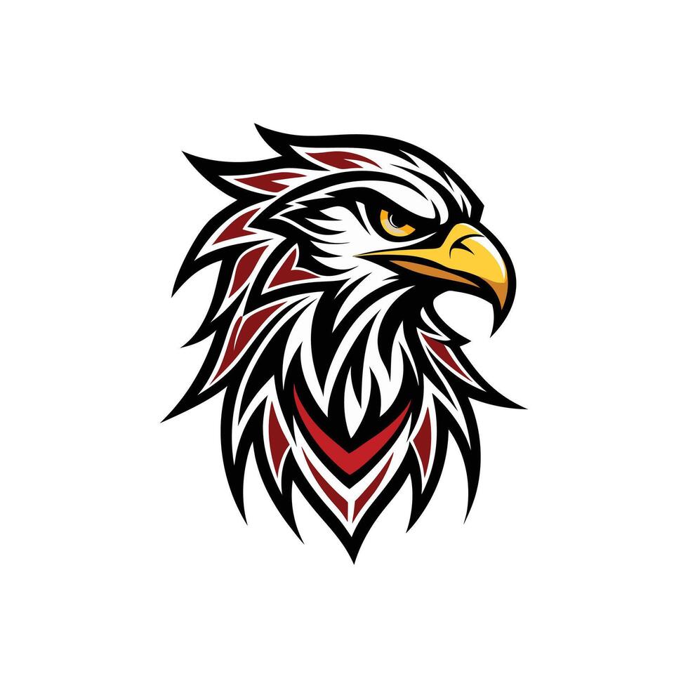 An eagle head with red and black feathers vector