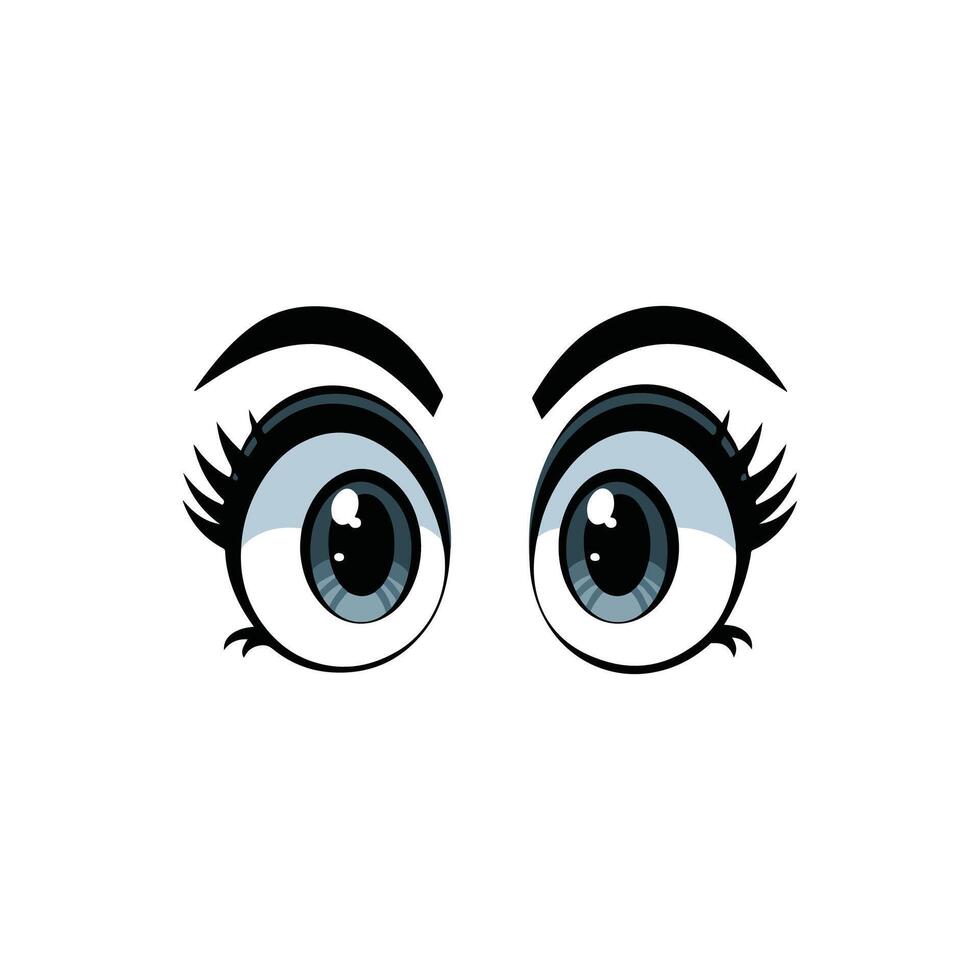 A cartoon eye with black eyelashes and long lashes vector