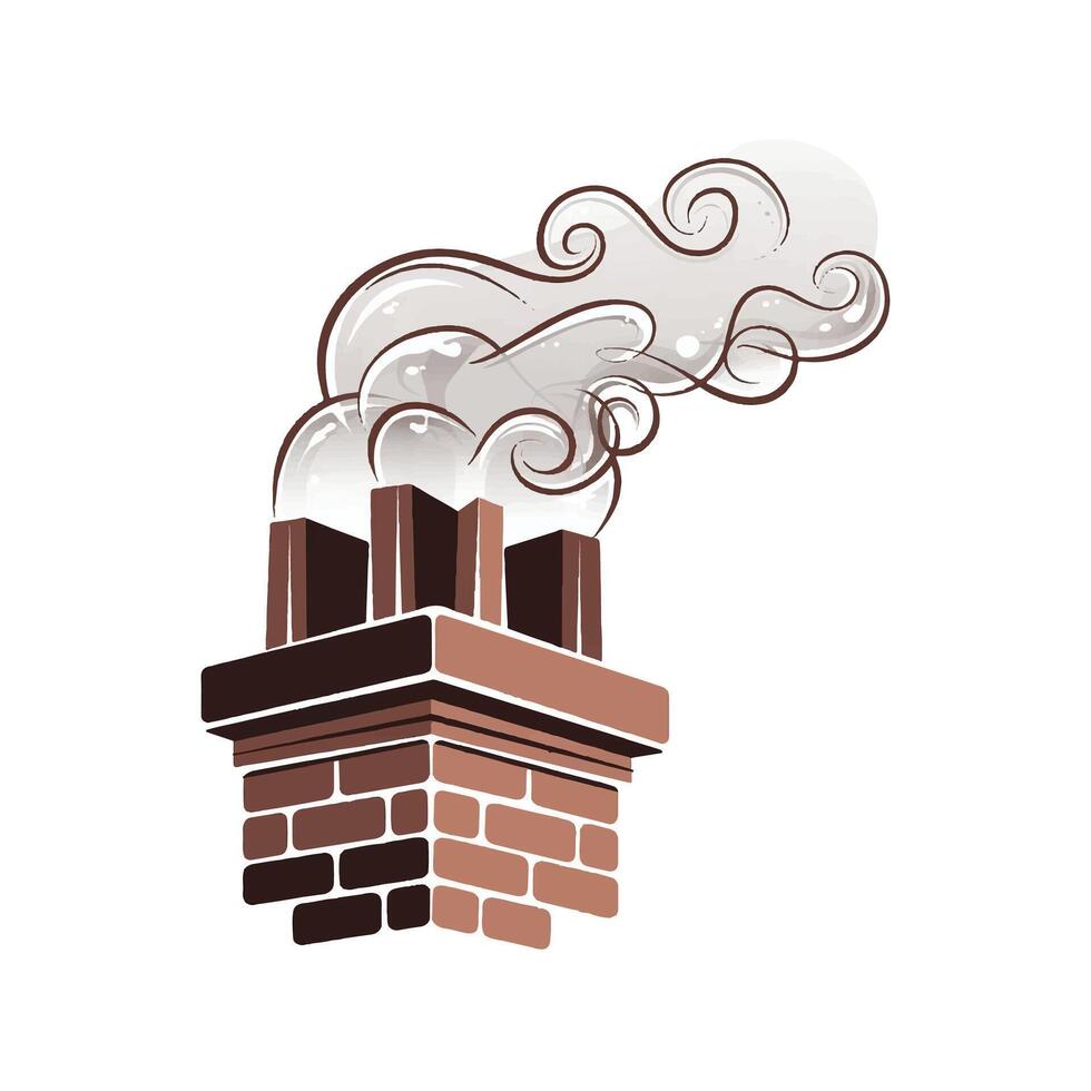 A brick chimney with smoke coming out of it vector