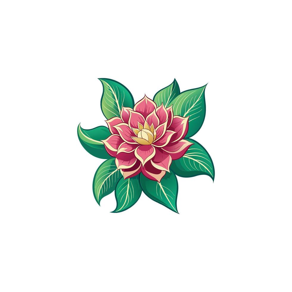 A flower with leaves and a pink petal vector