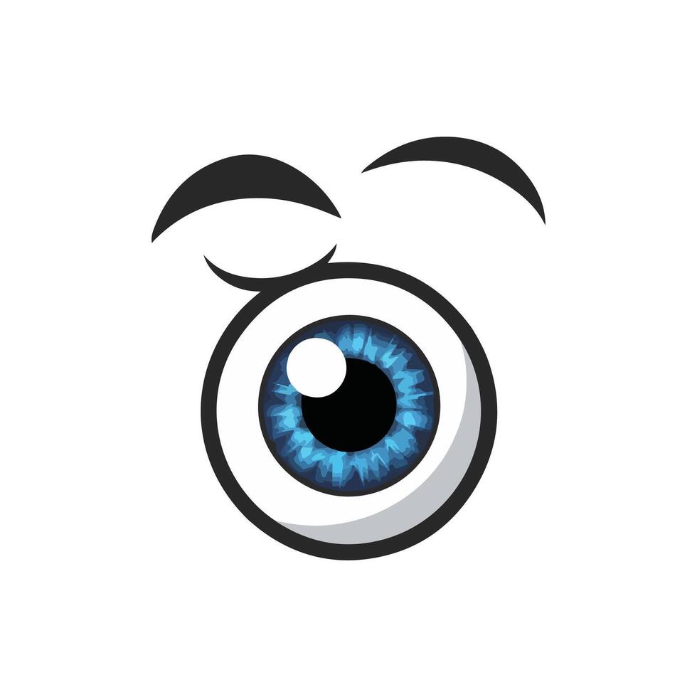 A cartoon eye with a blue eye vector
