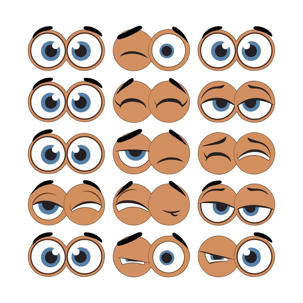 Cartoon eyes with different expressions vector