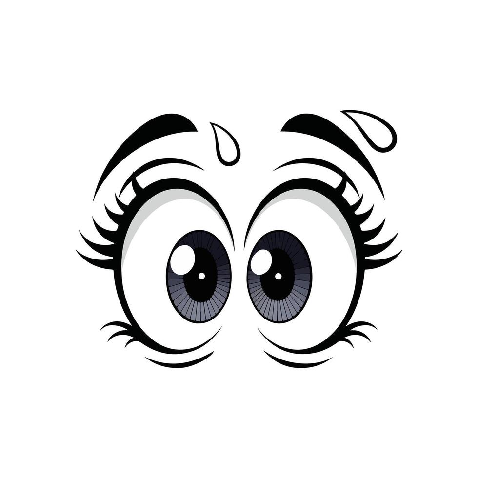 A cartoon eye with tears on it vector