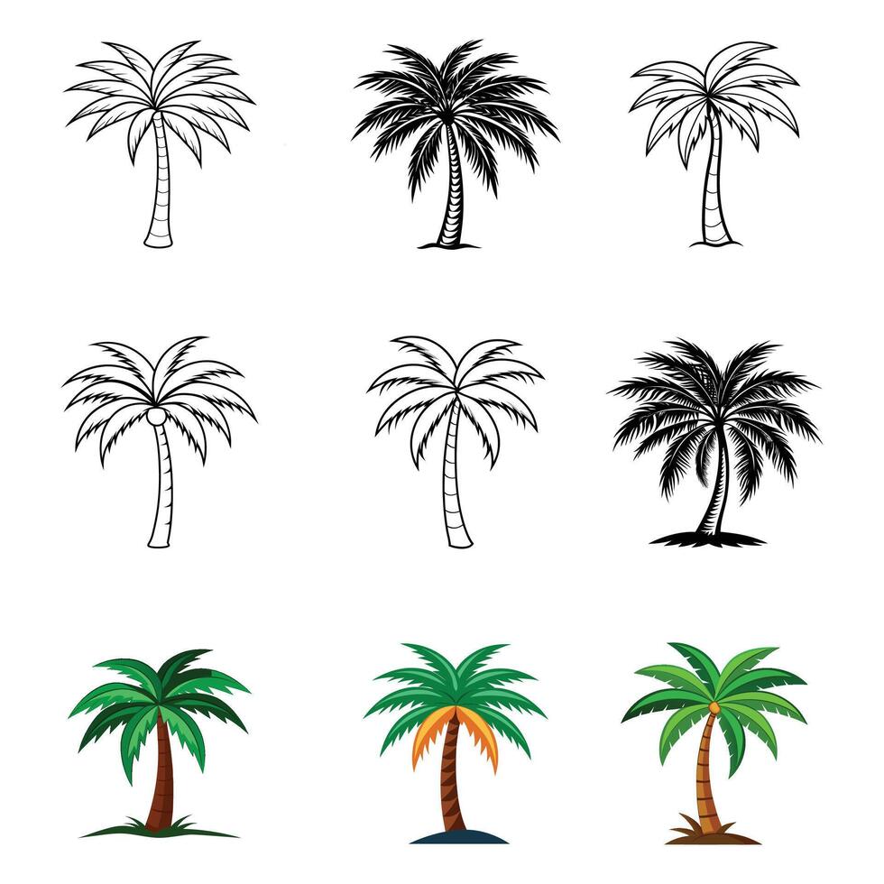 Palm trees set vector