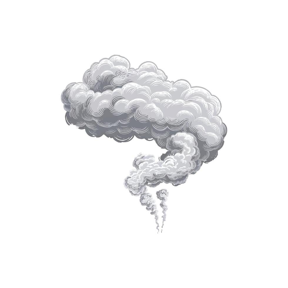 A cloud with smoke coming out of it on a white background vector