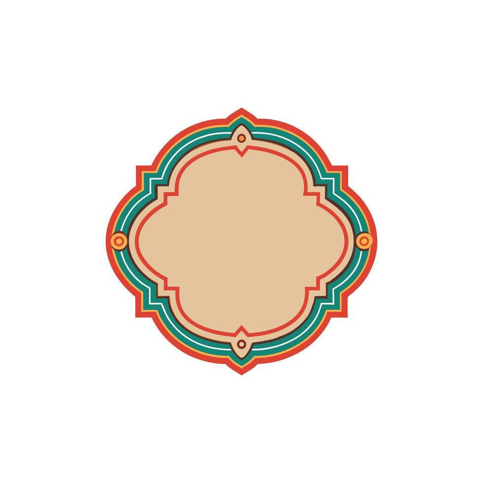 An ornate frame with a red and green border vector