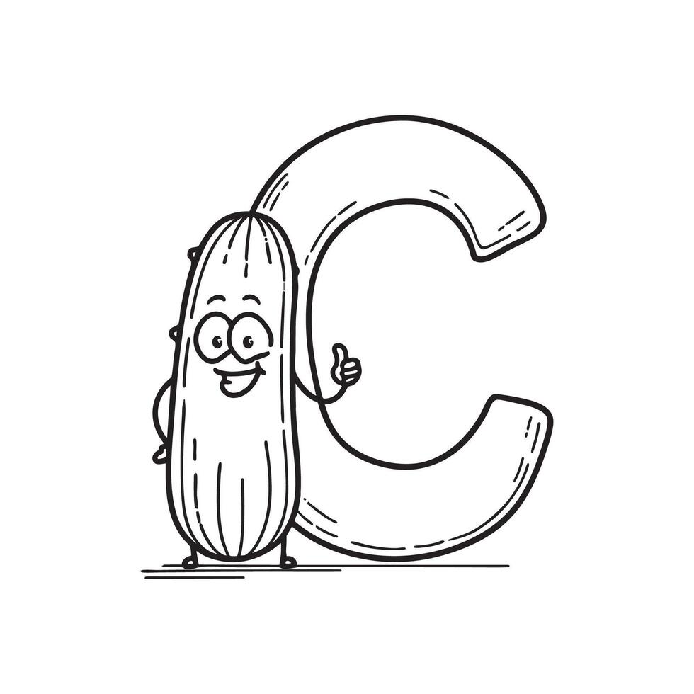 Illustration of a cucumber beside letter C vector