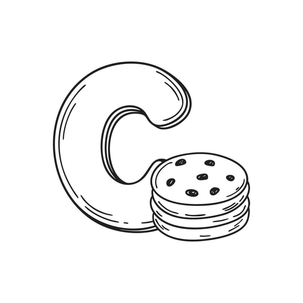 Illustration of a cookies beside letter C vector