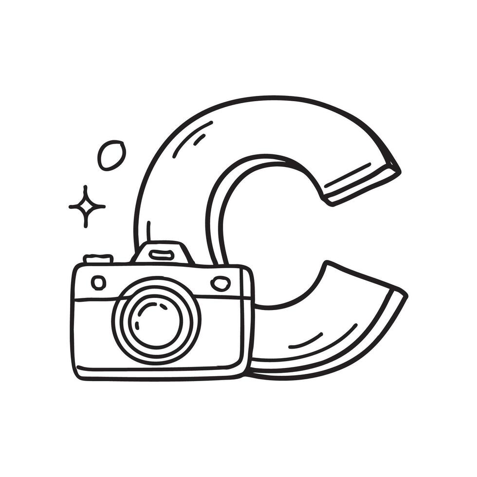 Illustration of a camera beside letter C vector