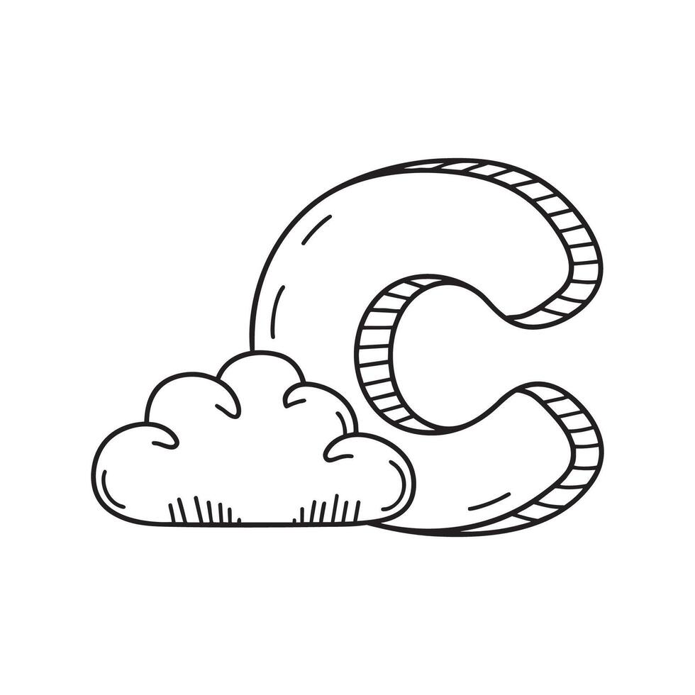 Illustration of a cloud beside letter C vector