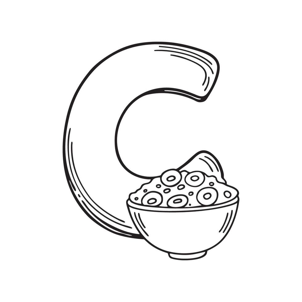Illustration of cereal beside letter C vector