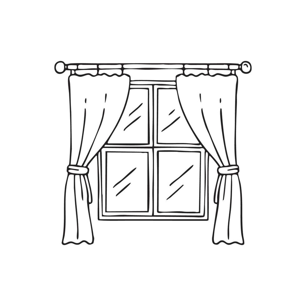 A curtain swaying by an open window vector