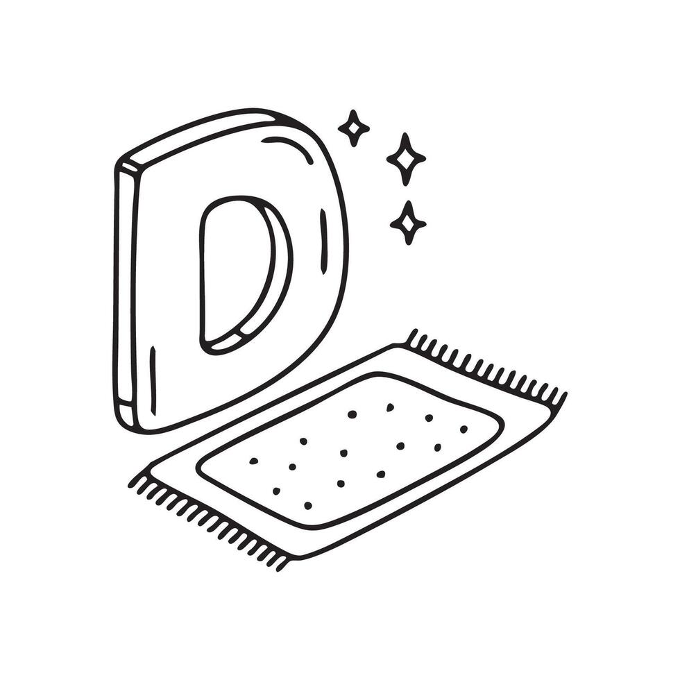 Illustration of a Doormat beside letter D vector