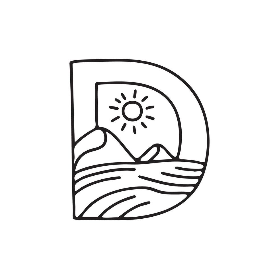 Illustration of a Desert beside letter D vector