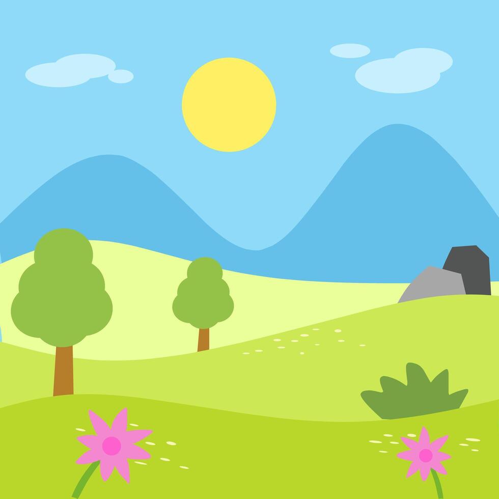 Summer landscape background simple art illustration vector