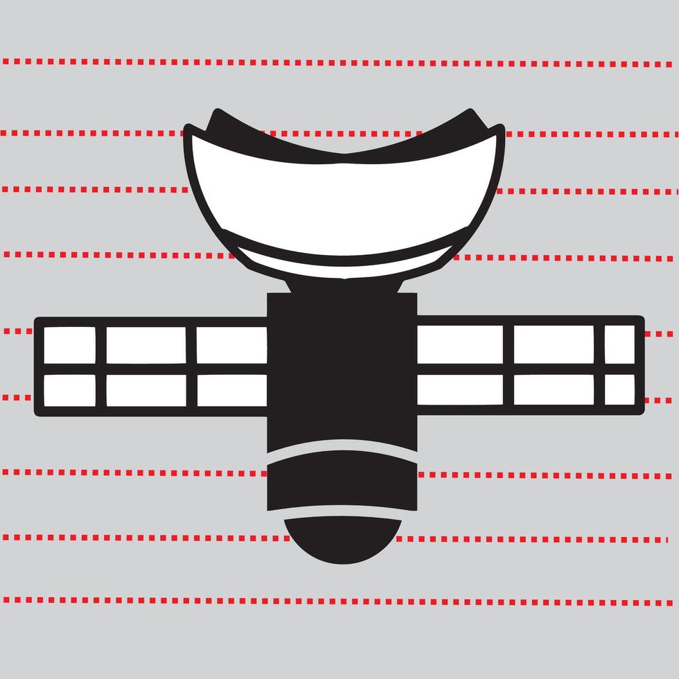 isolated gray line satellite icon, communications satellite icon vector