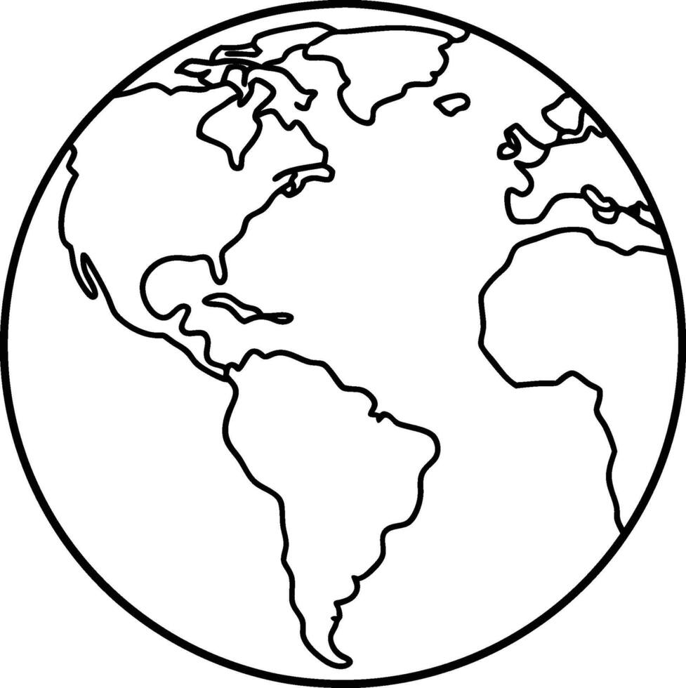 The earth is shown in black and white vector