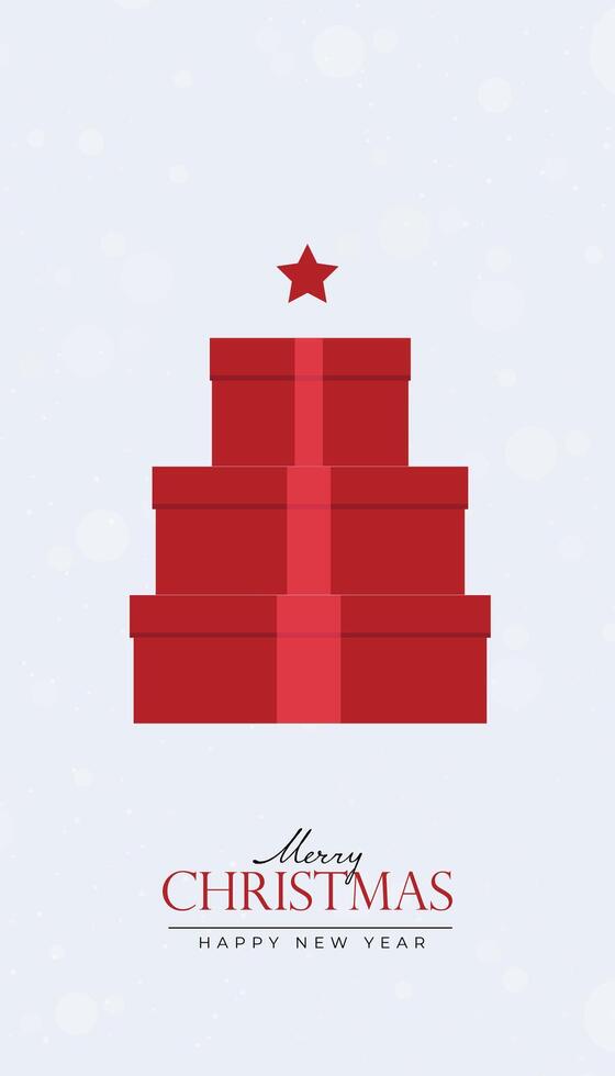 Creative Christmas and New Year's Eve background with Gift Box style Christmas tree on a white background. vector