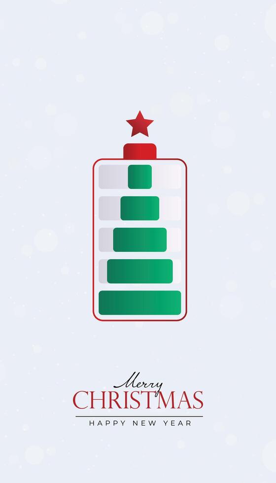 Creative Christmas and New Year's Eve background with a stack of Battery style Christmas tree on a white background. vector
