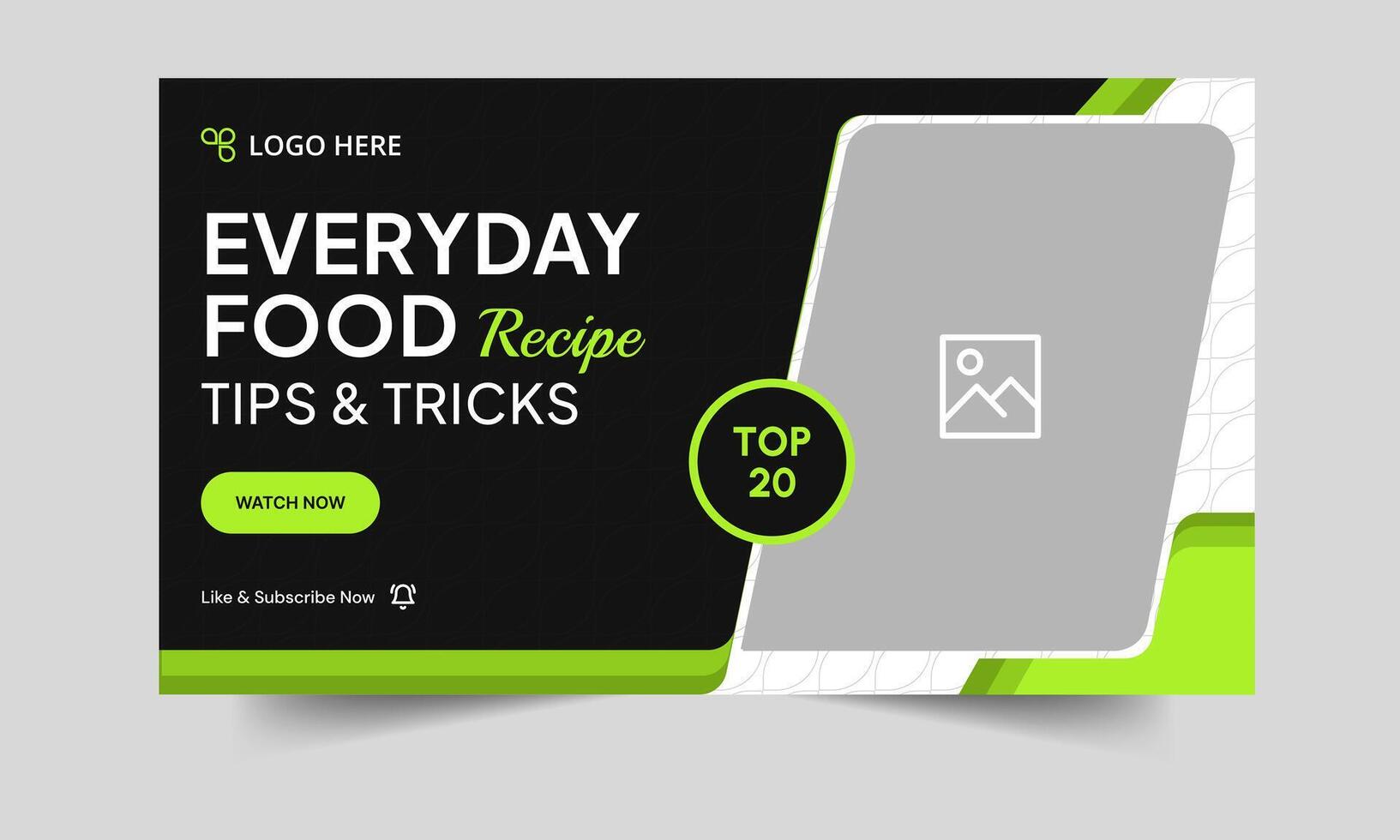 Trendy food recipe tips and tricks thumbnail banner template design, daily food recipe techniques cover banner template design, fully customizable eps 10 file format vector