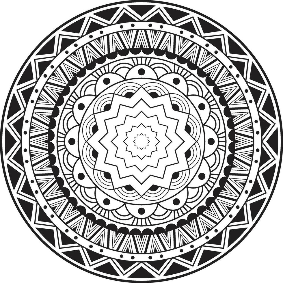 Intricate Black and White Mandala Design for Coloring vector