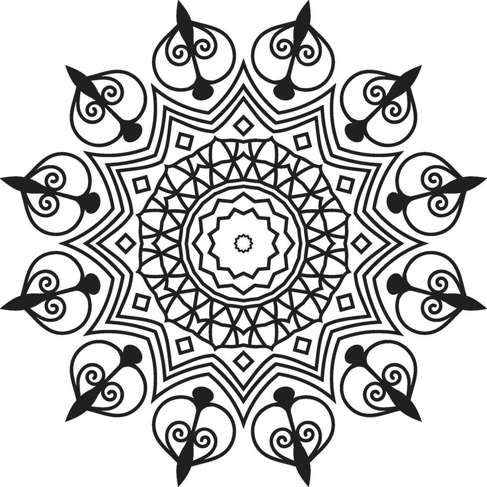 Intricate Black and White Mandala Design Art Pattern vector