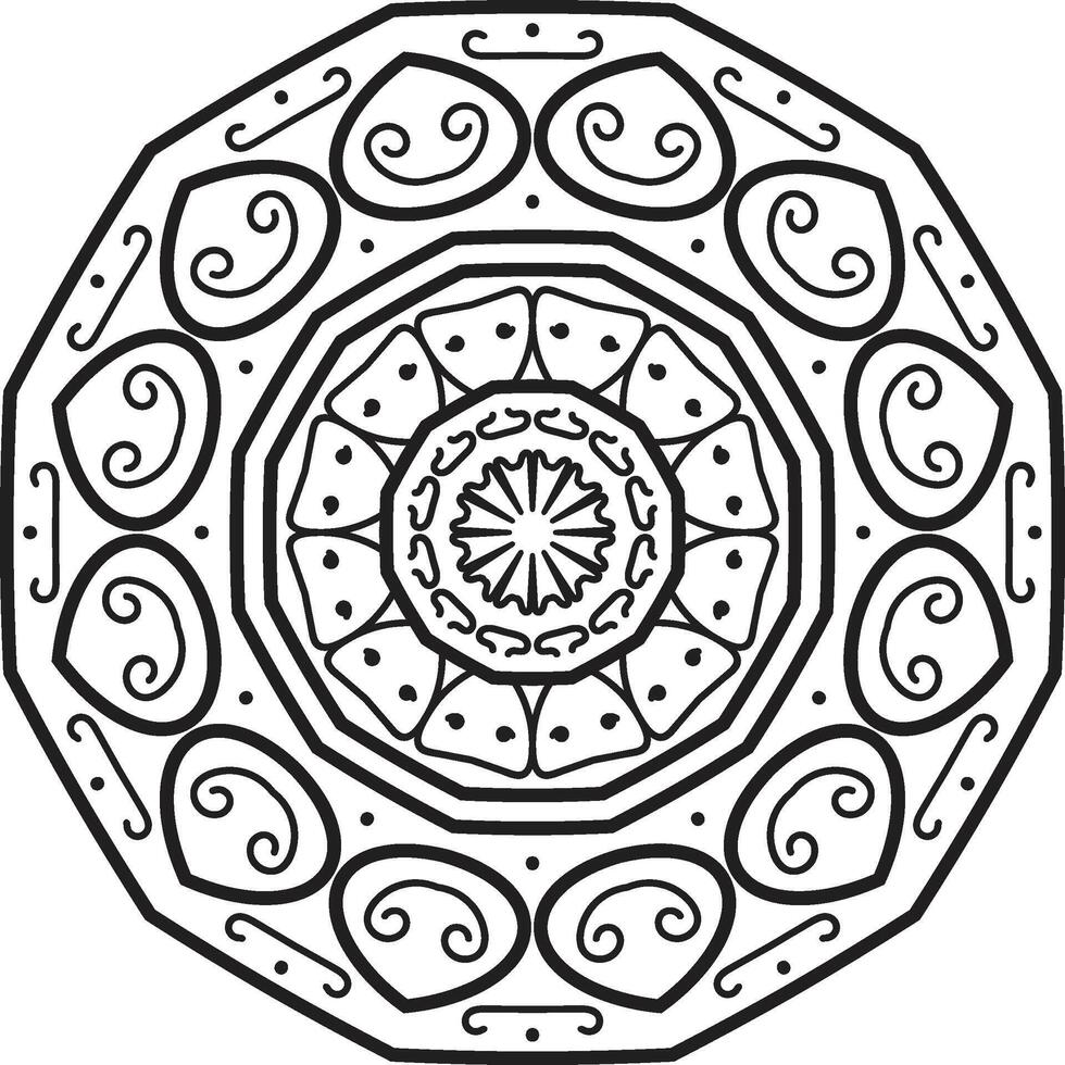 Intricate Black and White Mandala Design for Art Projects vector