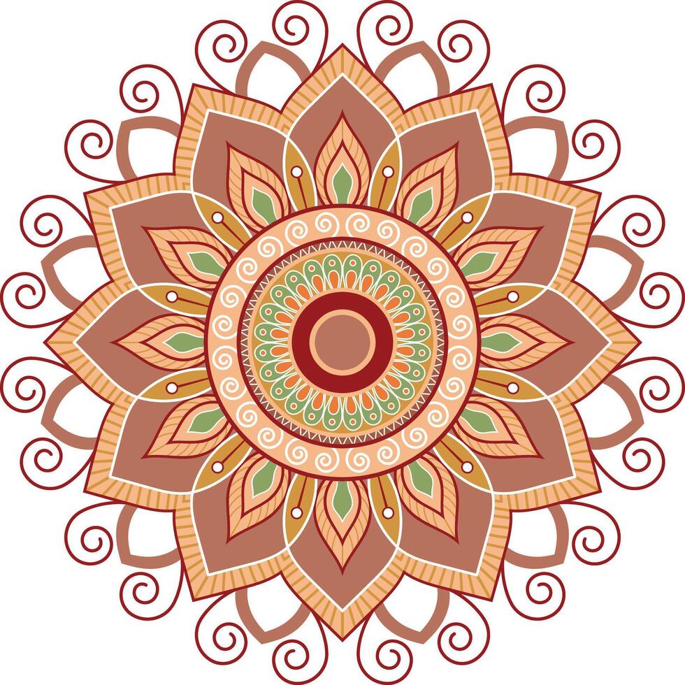 Intricate Mandala Design with Earthy Tones and Swirls vector