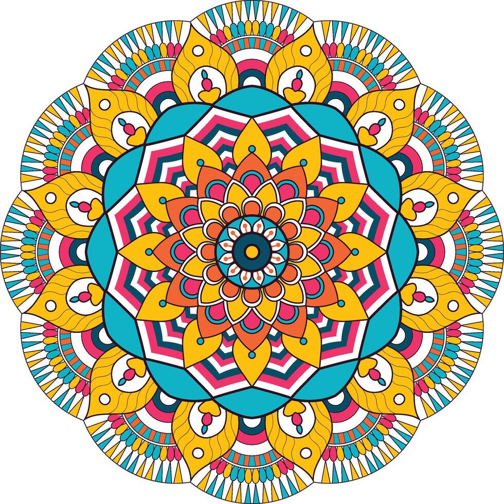 Vibrant Mandala Design with Bold Geometric Patterns and Colors vector