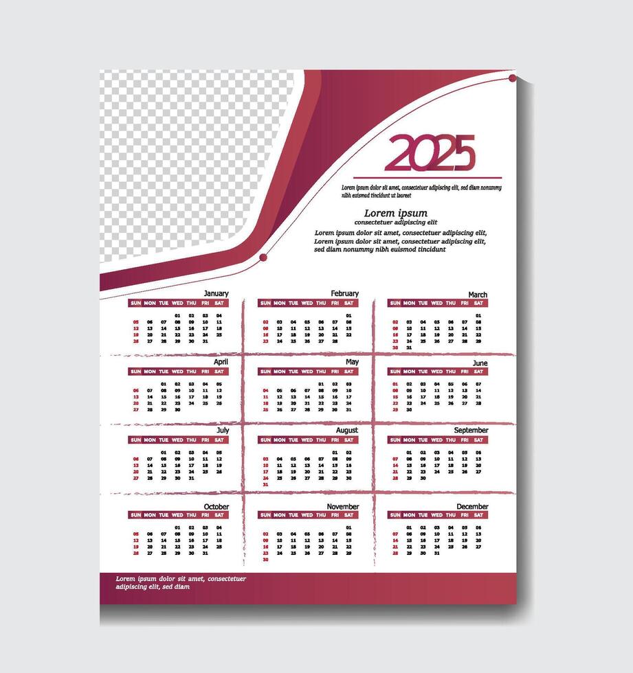Modern 2025 calendar design template vector