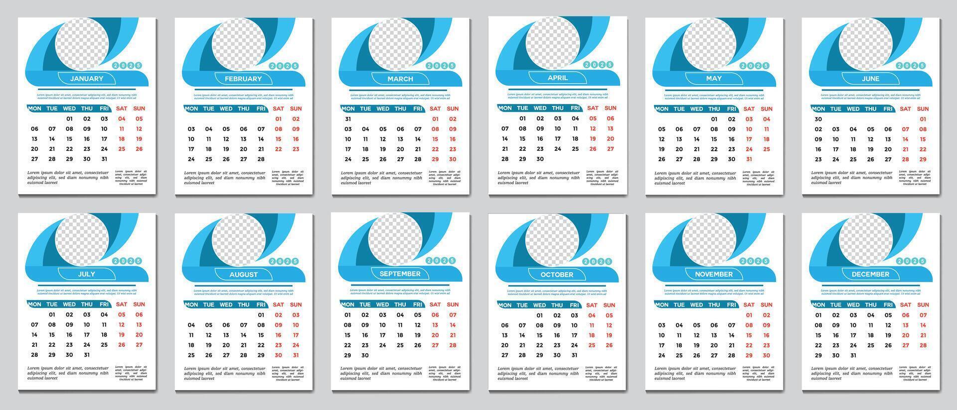 New Year Template For 2025 Calendar vector