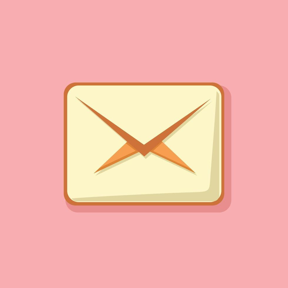 mail or message icon or illustration design with off white color or pink background vector