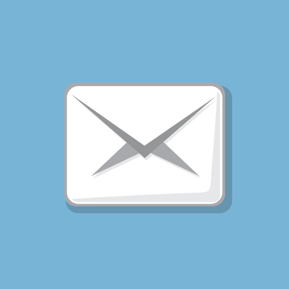 mail or message icon or illustration design with white color or blue background vector
