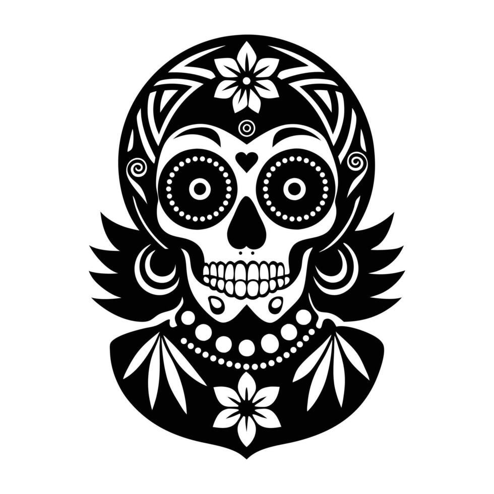 Intricate Sugar Skull Woman Illustration for Cultural Art Projects vector